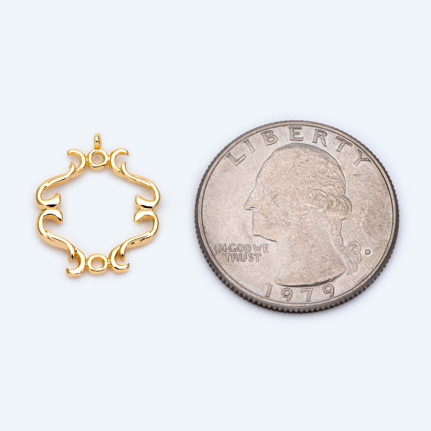 10pcs Gold Filigree Charm Connectors, Earring Charms, Necklace Pendants, Gold plated Brass (GB-3091-E)