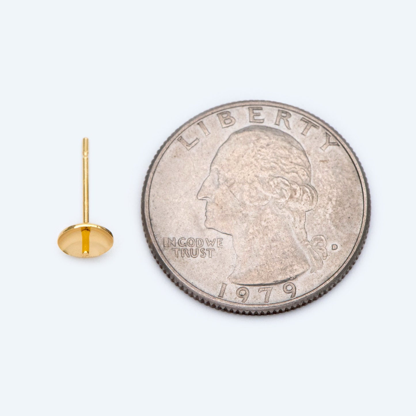20pcs Gold plated Brass Ear Stud Posts with 4/6mm Cup Peg (GB-1674)
