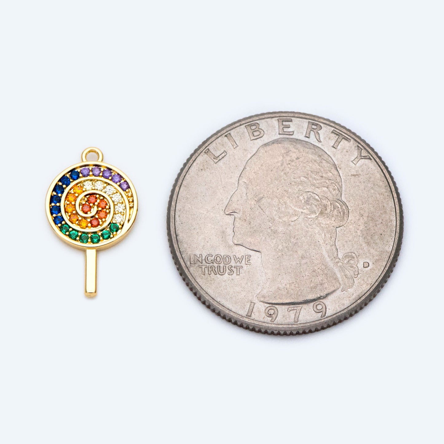 4pcs Colourful CZ pave Lollipop Charm, Candy Charm, Kawaii Charm (GB-1590)