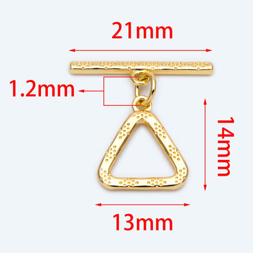 10 sets Gold Triangle Toggle Clasp, Real Gold plated Brass, Easy Close Clasp (#GB-1285-B)