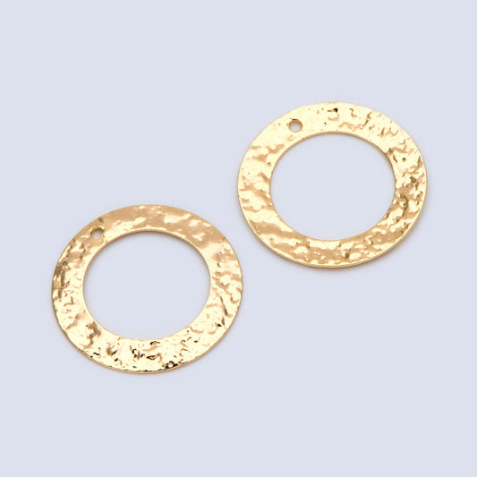 10pcs Gold/ Silver tone Circle Disc Pendant 21mm, Gold/ Rhodium plated Brass Geometric Hammered Charms (GB-1422-G)
