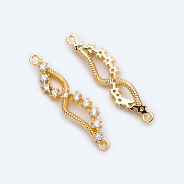 4pcs Micro PaveWing Connector, Gold plated Brass Connector, CZ Rhinestone Pave Charm Pendants (GB-2197-E)