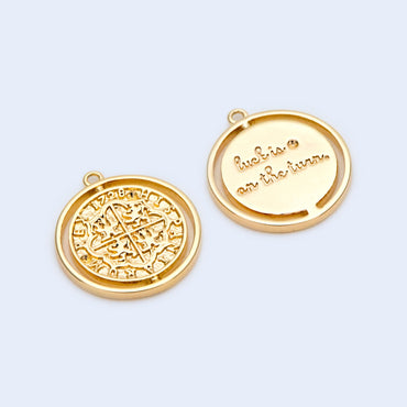 10pcs Gold/ Silver tone Medallion Charm Pendant 16x14mm, Jewelry Supply (GB-1634)