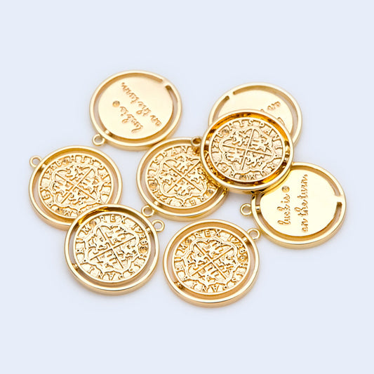 10pcs Gold/ Silver tone Medallion Charm Pendant 16x14mm, Jewelry Supply (GB-1634)