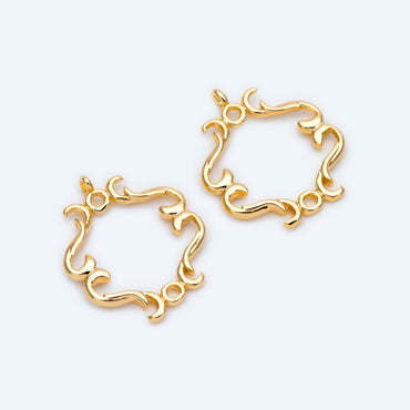 10pcs Gold Filigree Charm Connectors, Earring Charms, Necklace Pendants, Gold plated Brass (GB-3091-E)