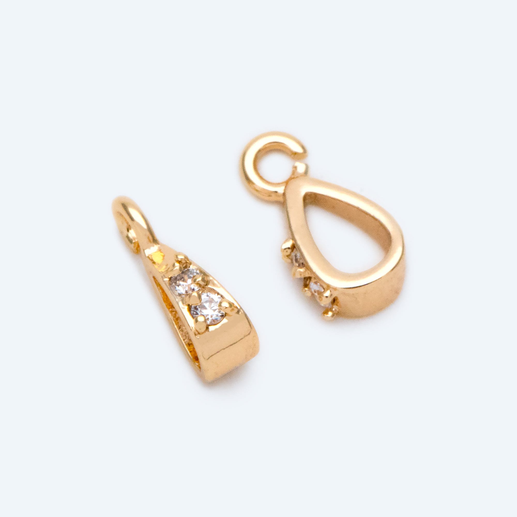 10pcs CZ Pave Gold/ Silver Open Loop Bail, Gold/ Rhodium Plated Bails, Small Bail, Jewelry Bail, Pendant Bails, Metal Bails (GB-1468-C)