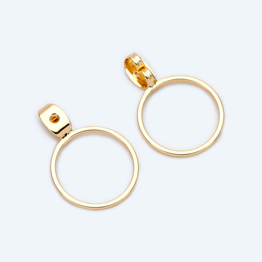 10pcs Gold/ Silver Tone Ear Back Stopper, Earring Nut with Ring, Ear Jacket Jewelry Findings, Gold/ Rhodium plated Brass (#GB-1660)