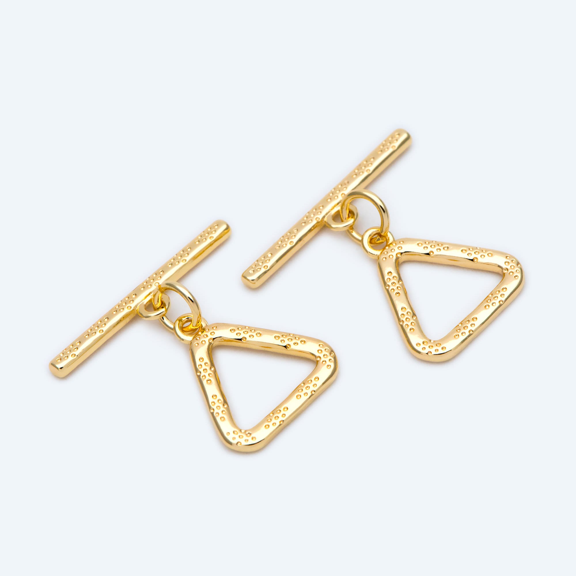 10 sets Gold Triangle Toggle Clasp, Real Gold plated Brass, Easy Close Clasp (#GB-1285-B)