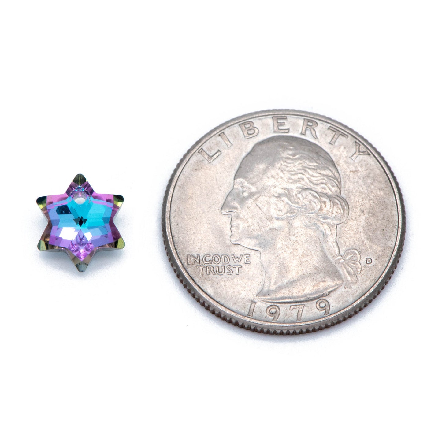 20pcs Faceted Crystal Six-pointed Star beads 10mm, Sparkly Glass Hexagon Charms, Hexagonal Star Pendants, Purple Blue (TS109-1)