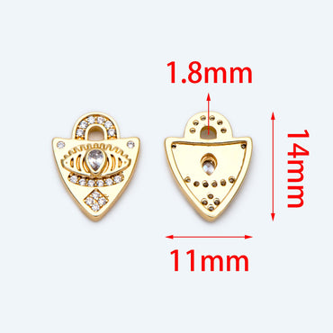 4pcs Dainty Shield Charm, Cz Shield pendant, Micro Pave Evil Eye Charm Protection Jewelry Supply(GB-1819-F)