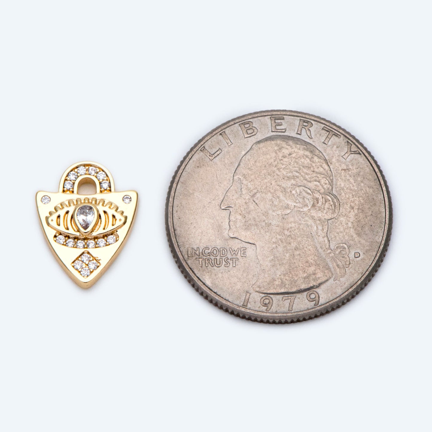 4pcs Dainty Shield Charm, Cz Shield pendant, Micro Pave Evil Eye Charm Protection Jewelry Supply(GB-1819-F)