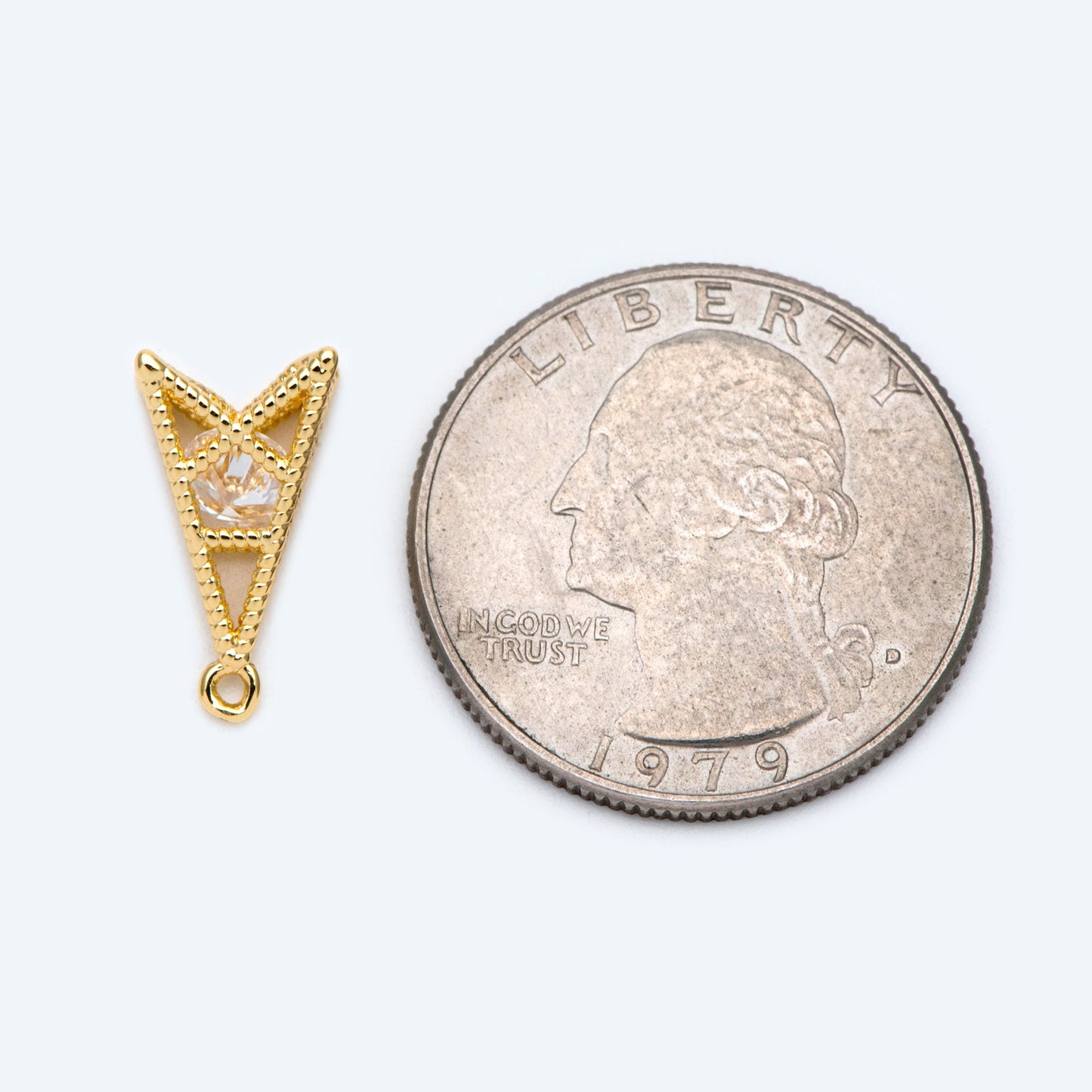 10pcs Gold plated Brass Tower Charm 15x8mm, CZ Tower Pendants (GB-1738)