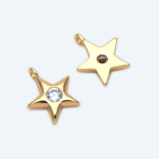 10pcs Gold/ Silver Star Charm 8x7mm, CZ Pave Tiny Star Pendant, Earring Findings, Jewelry Making, Diy Material, Jewelry Supplies (GB-162-E)