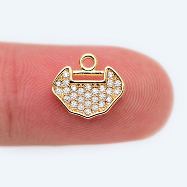 4pcs CZ Pave Tiny Chinese Auspicious Lock charm, Lucky charm, Earring Findings, Jewelry Making, Jewelry Supplies (GB-751-B)