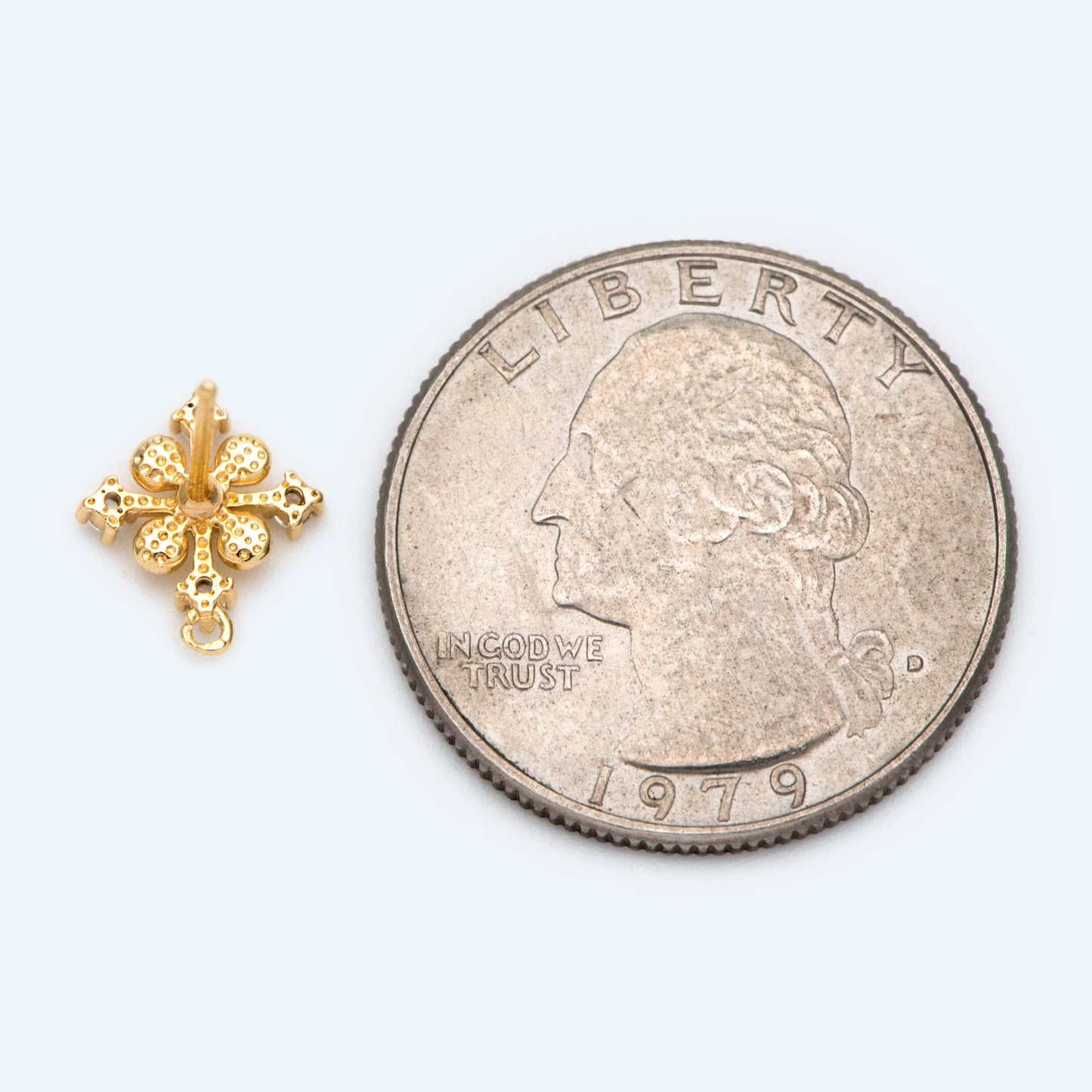 10pcs CZ Pave Cross stud Earring with Loop, 10mm, Flower Earring Studs (#GB-1749)