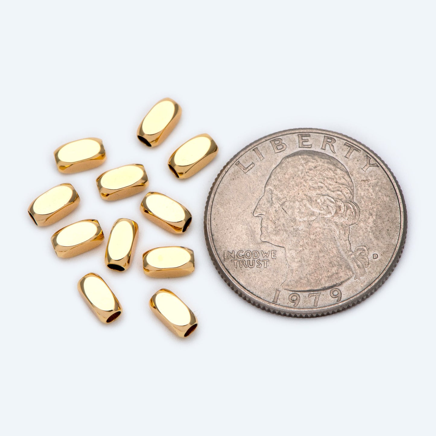 20pcs Gold Tube Beads 6x3mm, 18K Gold plated Brass, Oval Tube Spacer Beads (GB-1764)