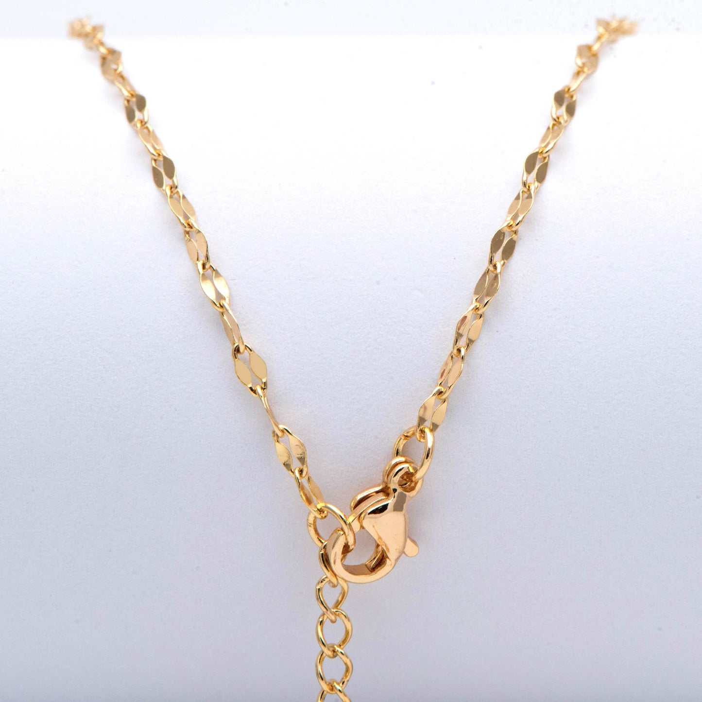 Gold plated Stainless Steel Chain Necklaces 2mm, Finished Necklace with Extender Chain, 16-18 Inch Adjustable, Ready to Wear (#LK-450-1)