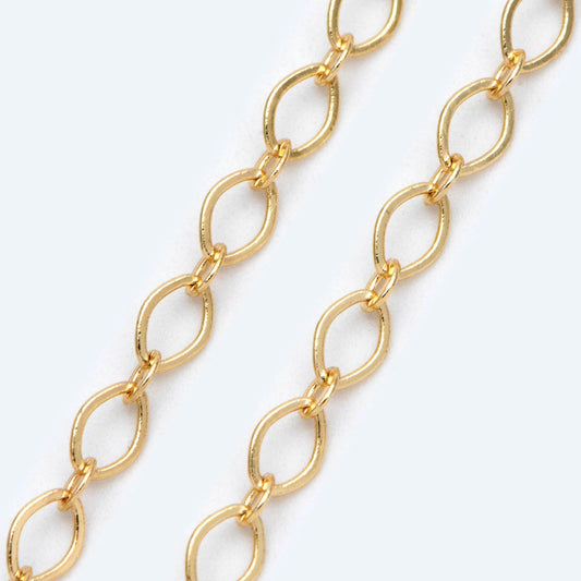 Gold plated Brass Oval Chains, 3.6x5.2mm, 18K Gold plated Brass Chains (#LK-445)/ 1 Meter=3.3 ft