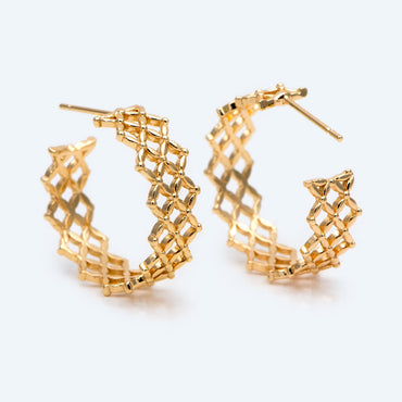 10pcs Gold/ Silver Tone Hoop Earrings, Geometric Round Stud Earrings (GB-1802)