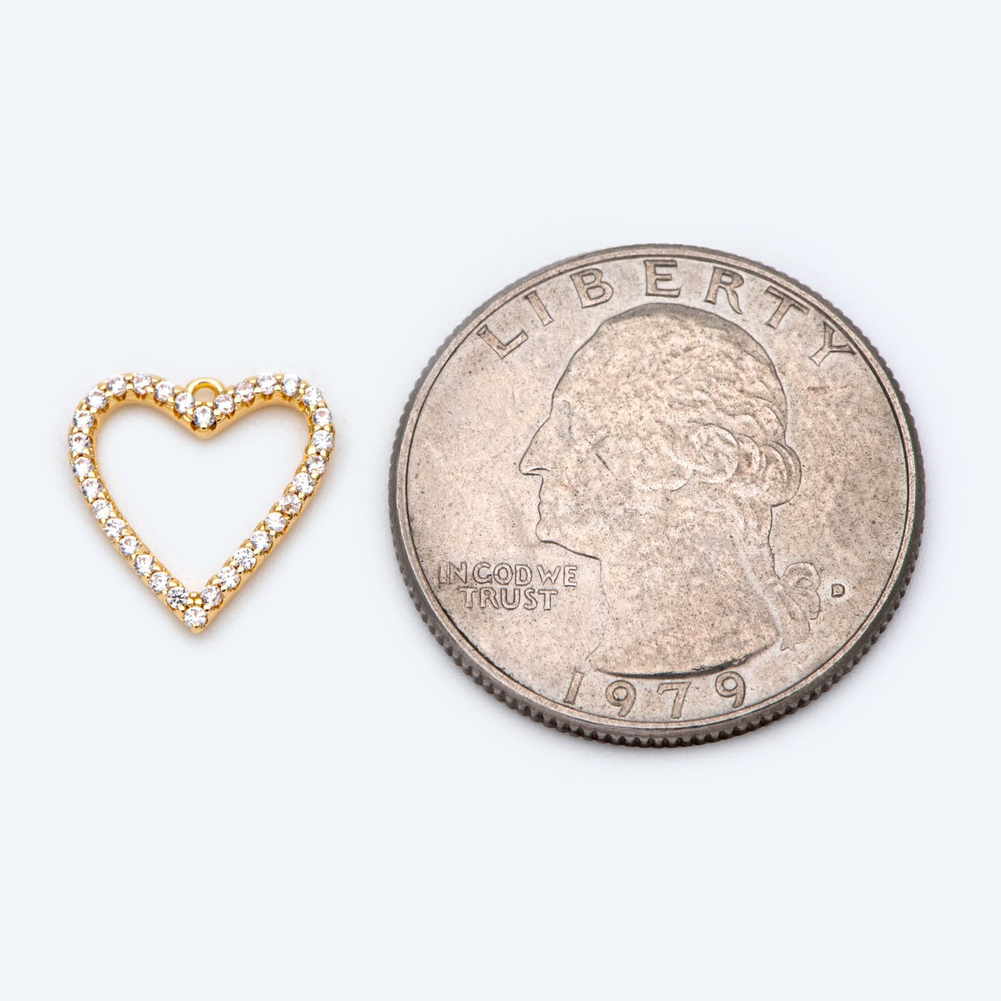 4pcs CZ pave Gold Heart Pendants 13x12mm, 18K Gold plated Brass, Rhinestone Heart Charms (GB-2782-J)