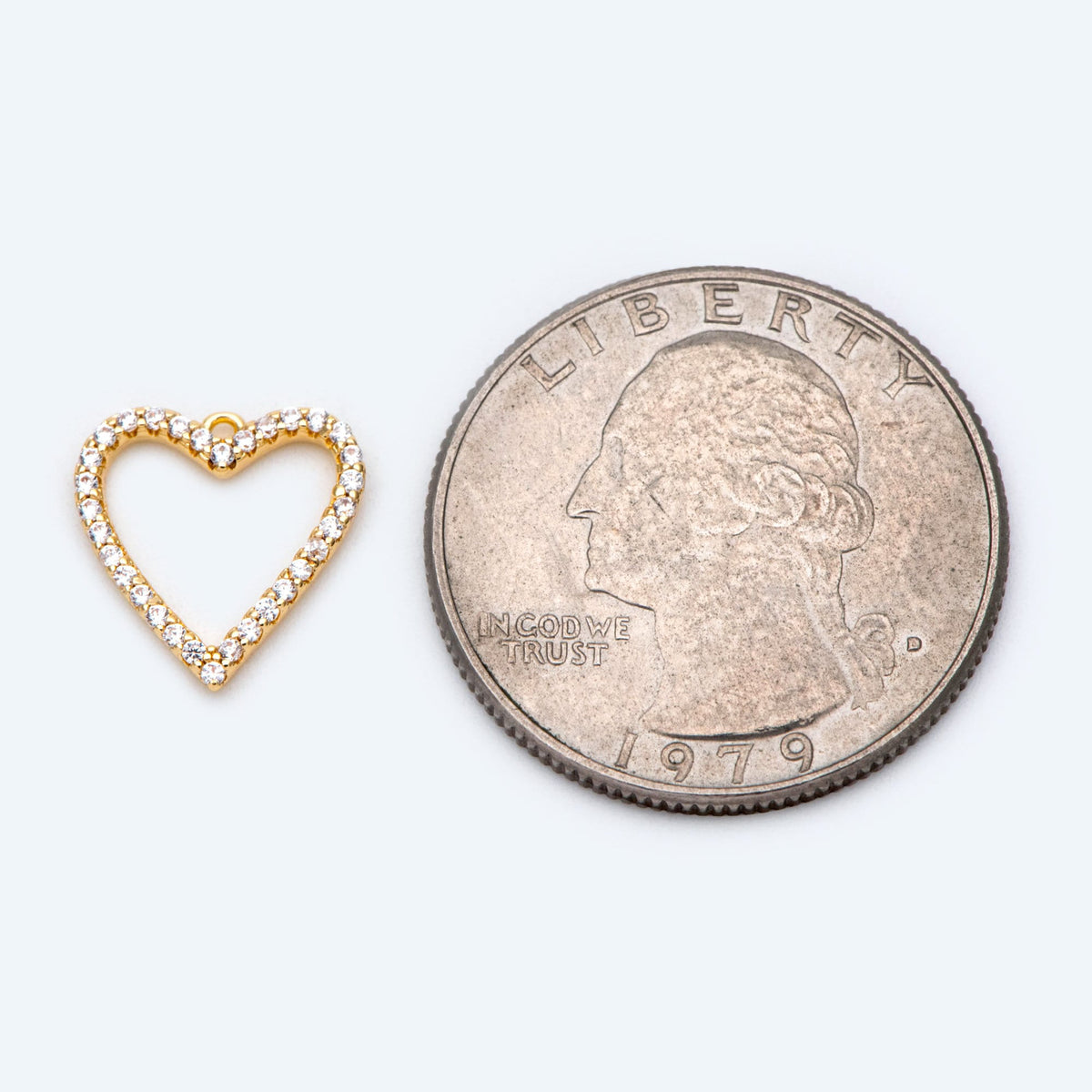 4pcs CZ pave Gold Heart Pendants 13x12mm, 18K Gold plated Brass, Rhinestone Heart Charms (GB-2782-J)