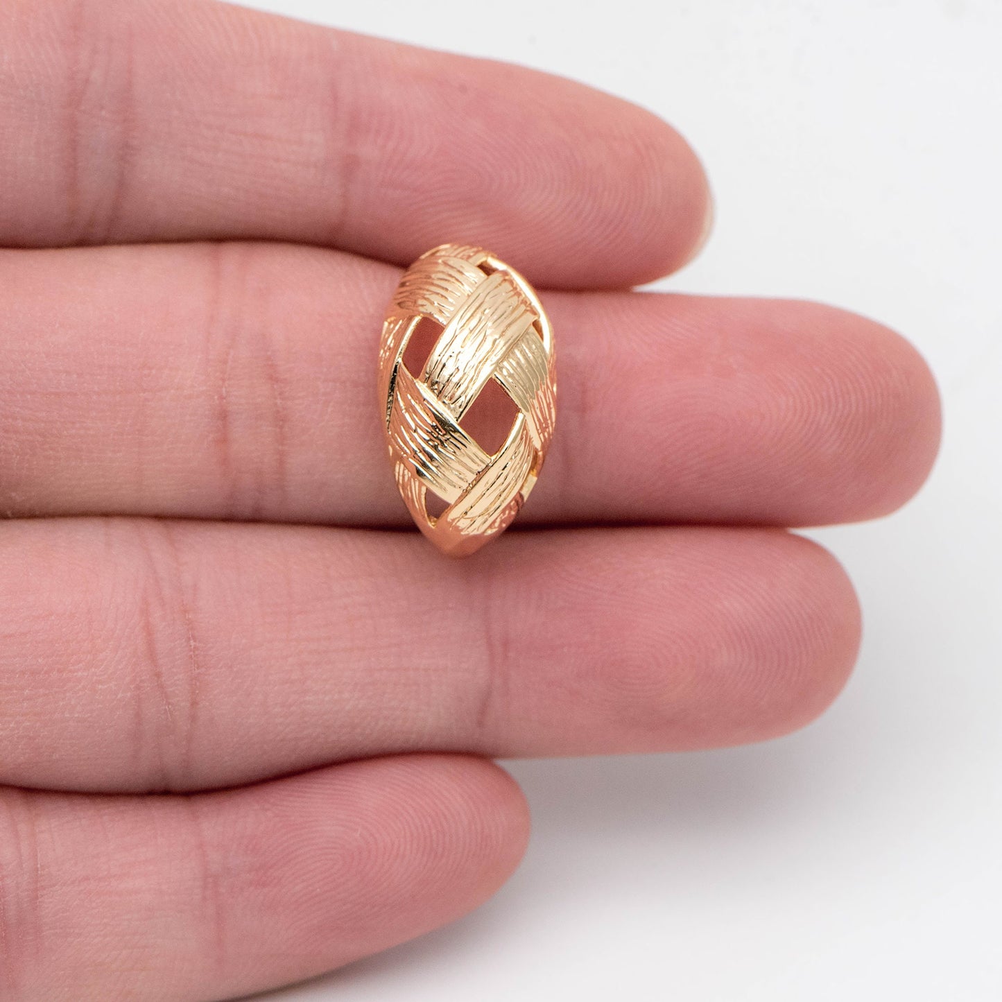 10pcs Gold Knit Ear Posts 20x11mm, 18K Gold plated Brass Ear Posts, Stud Earrings (GB-1826)