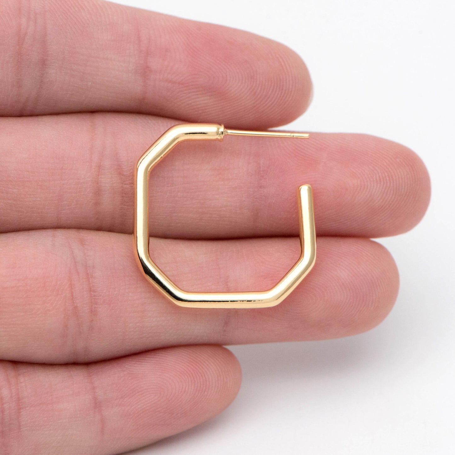 10pcs Gold Square Ear Posts, 18K Real Gold Plated Brass, Geometric Earring Studs (GB-1828)