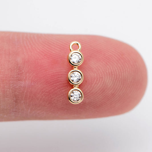 10pcs Gold CZ pave Bar Charm, 11x3mm, Zircon Charms, White Stone Charms (GB-1734-1)