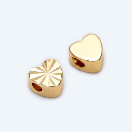 20pcs Gold Heart Spacer Beads: 18K Plated Brass, Small Love Beads (GB-1785-B)