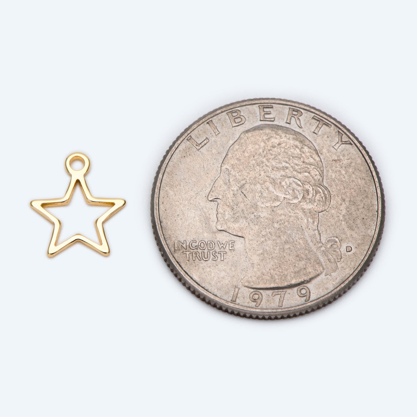 10pcs Gold Star Link Charms 10mm, Gold plated Brass Geometric Wire Pendants (GB-1745)