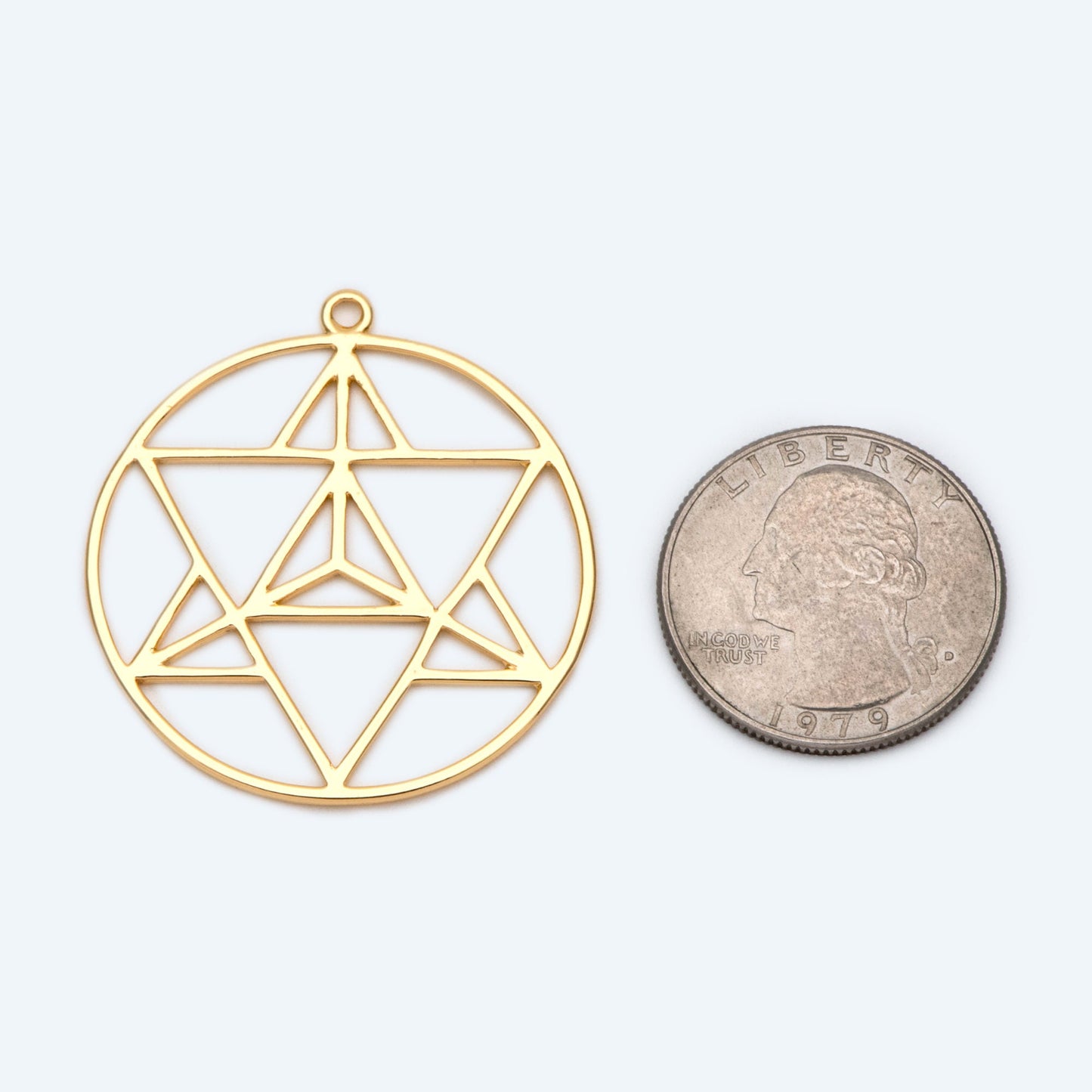 4pcs Gold Star Pendants 35x39mm, 18K Gold plated Brass, Geometric Round Hexagram Triangle Charms (GB-1752)
