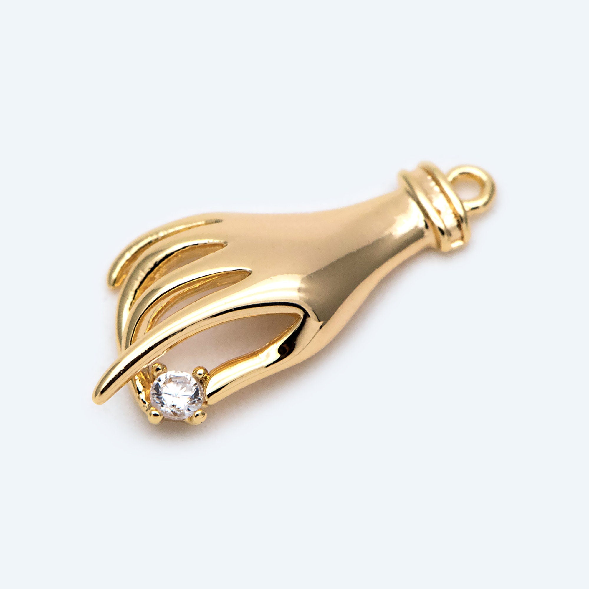 4pcs CZ Pave Gold Victorian Hand Charm, Earring Charm (GB-4156-E)