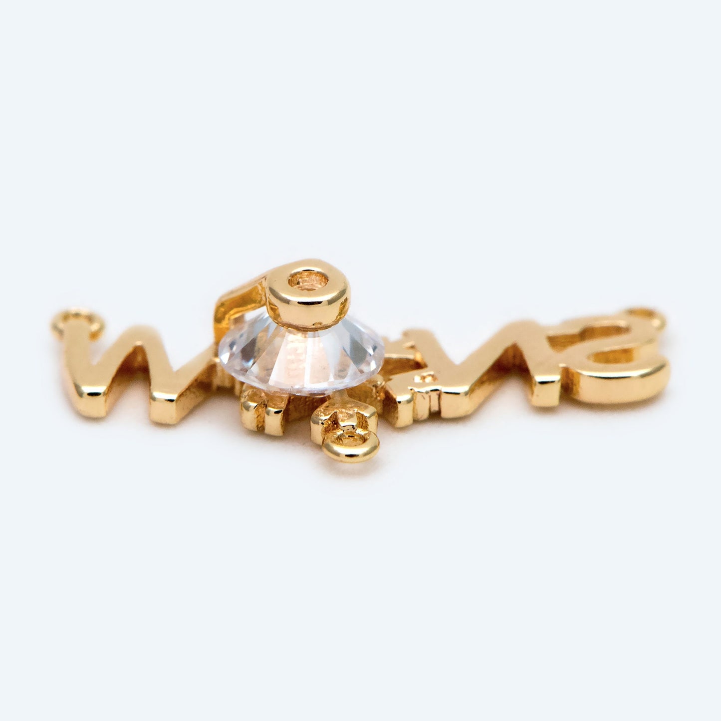 4pcs CZ Pave Gold Snow Connectors 20x9mm, Gold plated Brass Pendant (#GB-3486-I)