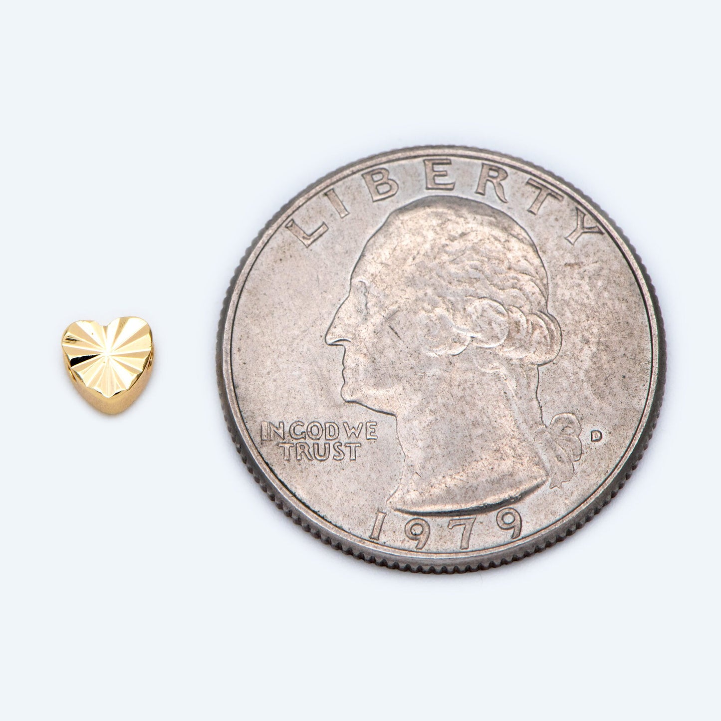 20pcs Gold Heart Spacer Beads: 18K Plated Brass, Small Love Beads (GB-1785-B)