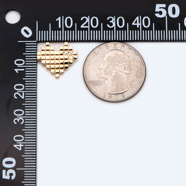 10pcs CZ pave Gold Heart Charms 14x16mm, Gold Plated Brass Heart Pendants (GB-1815)