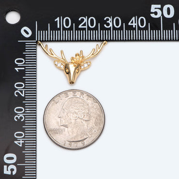 4pcs CZ Pave Gold Deer horn Connector 28x19mm, 18K Gold plated Brass, Deer Horn Antlers Connector Charms (GB-427-A)