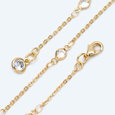 Crystal Beaded Anklets, Cable Chain with Coin Charms, Ready to Wear Adjustable (#LK-451)