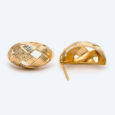10pcs Gold Knit Ear Posts 20x11mm, 18K Gold plated Brass Ear Posts, Stud Earrings (GB-1826)