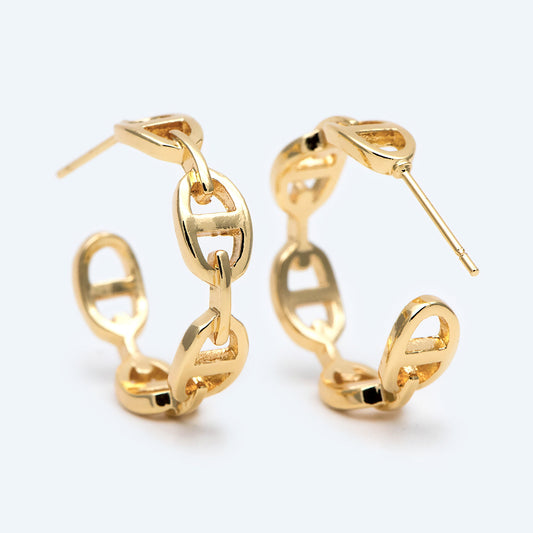 10pcs Gold/ Silver Tone Chain Earrings, Gold Chain Hoops, Thick Hoop Earrings, Hoop Earrings (GB-1854)