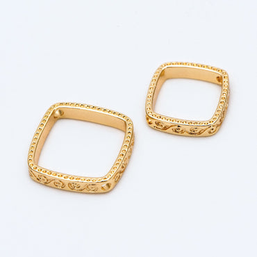 10pcs Gold Square Hoop Charms, Ring Link Pendants with 2 Holes, Inner Size 8/ 10mm (GB-112-D)