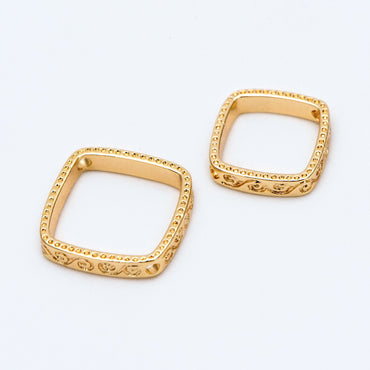 10pcs Gold Square Hoop Charms, Ring Link Pendants with 2 Holes, Inner Size 8/ 10mm (GB-1858)