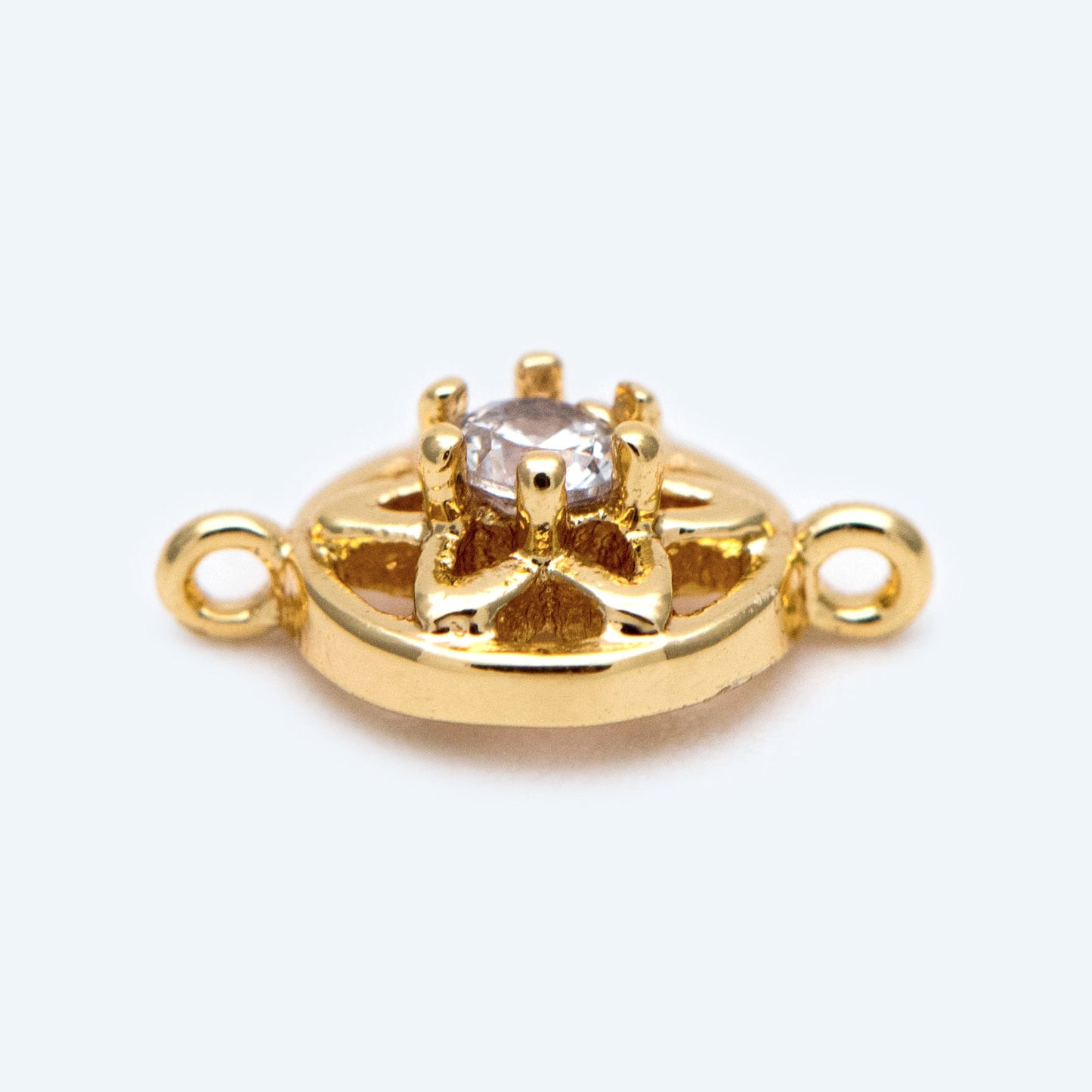 10pcs CZ Pave Gold Flower Connectors, 18K Gold plated Brass, Tiny Flower Charm (GB-3780-C)