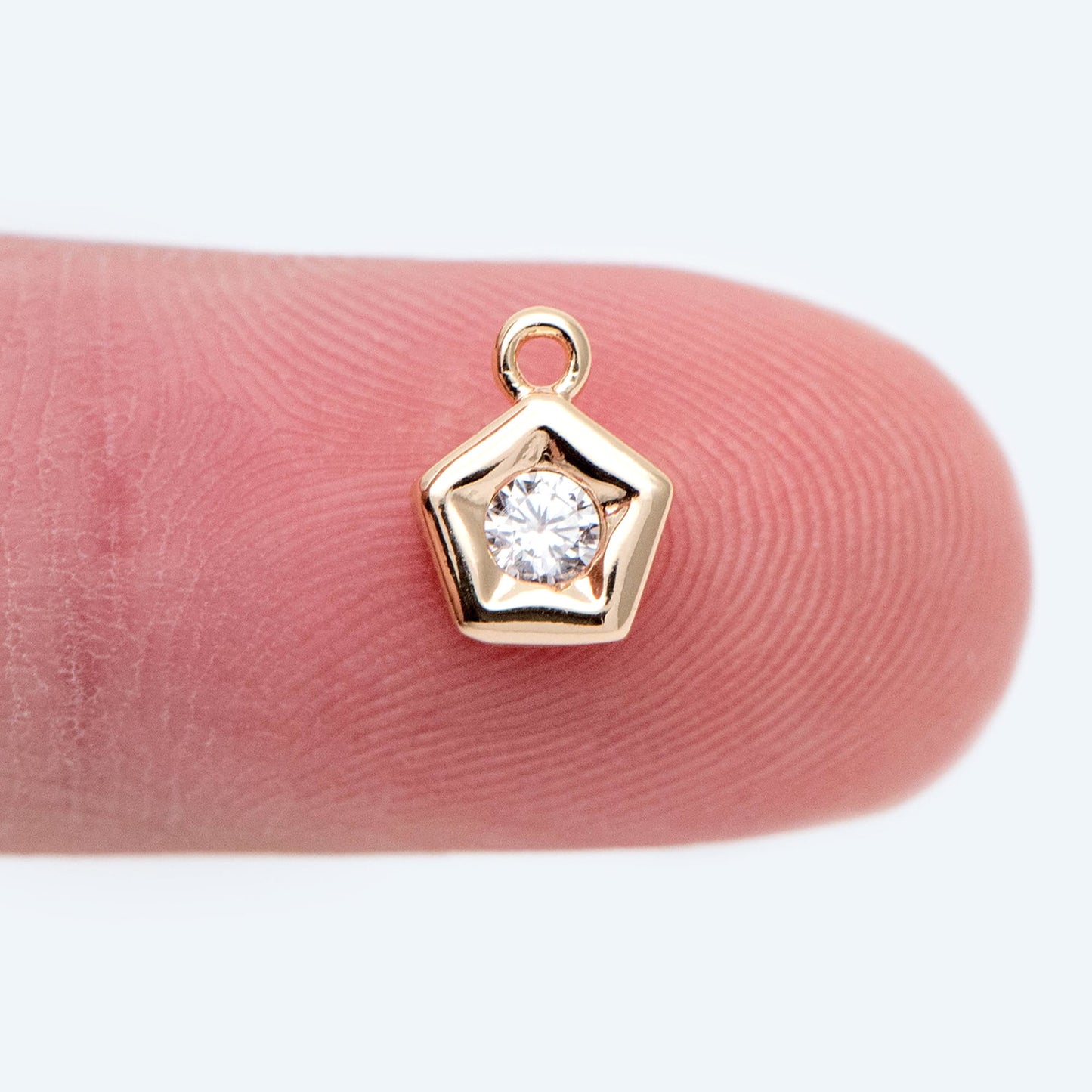 10pcs CZ pave Gold Star Charms 8x6.5mm (GB-1921)