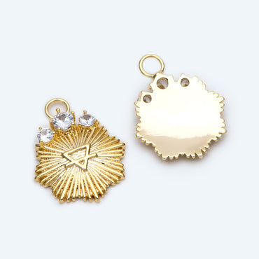 4pcs CZ Pave Gold Medallion Charm Pendant, Jewelry Making, Diy Material, Jewelry Supplies (GB-1872-C)