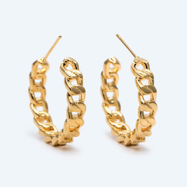 10pcs Chunky Gold Hoops, Chain Hoops, Thick Hoop Earrings, Hoop Earrings (GB-1971)