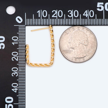 4pcs CZ Pave Gold Twisted earring, Geometric earring posts, stud earrings (GB-2002)