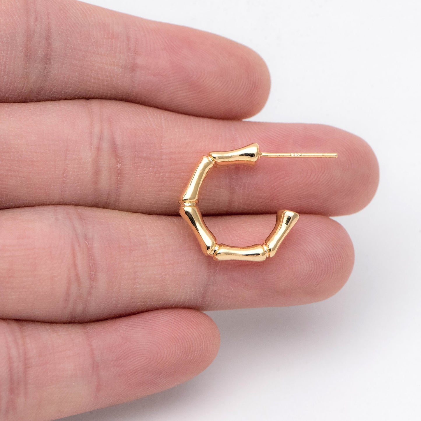 10pcs Gold Bamboo Earrings, Round Earring Hooks, Circle Hoop Ear post (GB-1973)