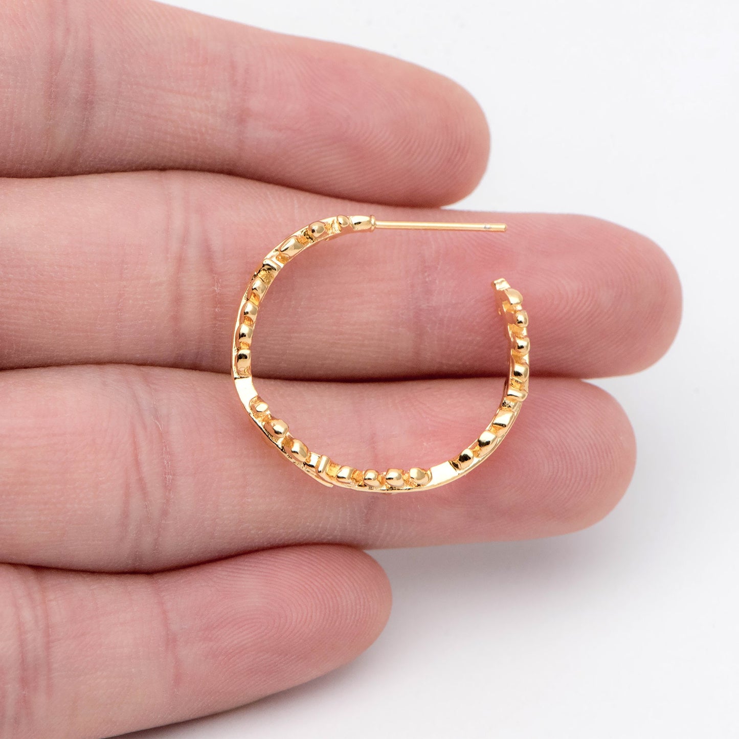 10pcs Dainty Gold Leaf Hoop Earrings, Gold Hoop Earring, 25mm Circle Leaf Earring (GB-1975)