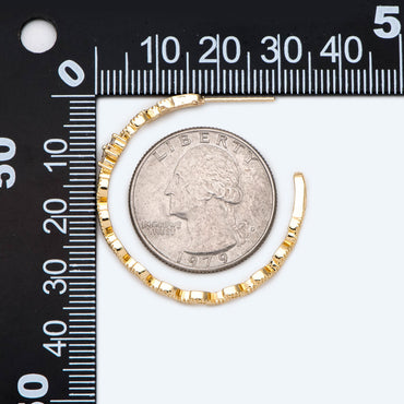 4pcs CZ Pave Dainty Gold Leaf Flower Hoop Earrings, Gold Hoop Earring, 34mm Circle Leaf Earring (GB-2003)