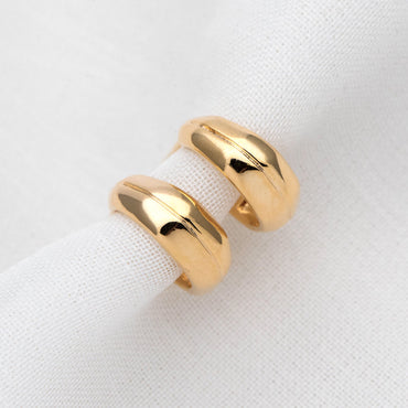 10pcs Gold Hoop Ear Posts 13mm, Gold plated Brass Earring Hoops, Bar Stud Earrings (GB-2027)